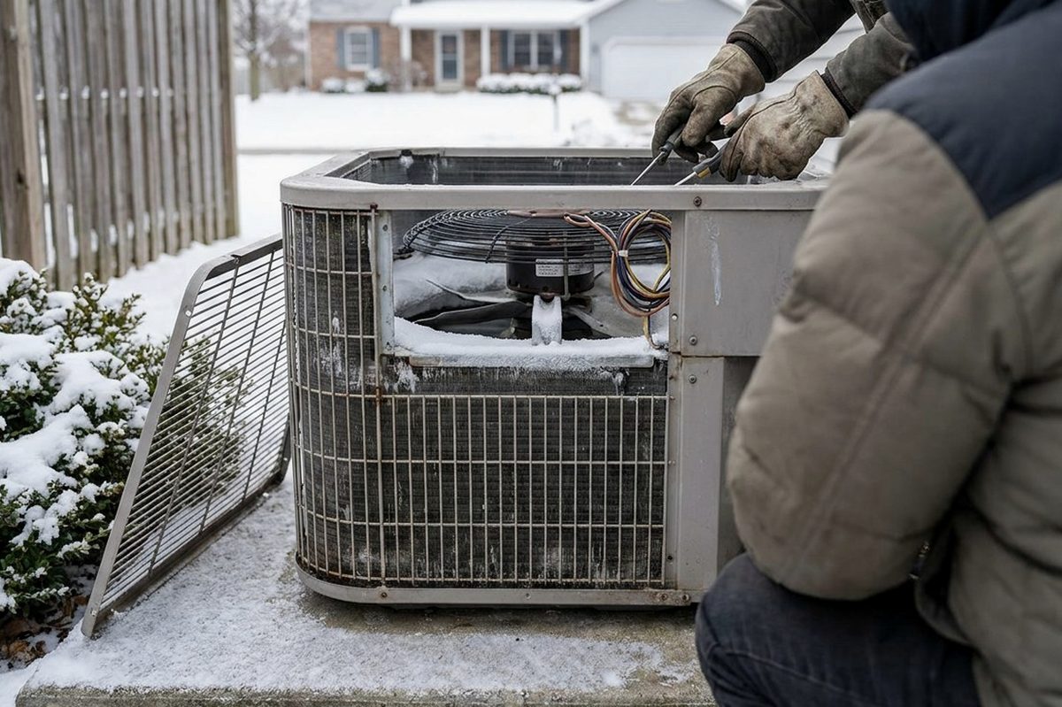 Heat Pump Repair technician at work