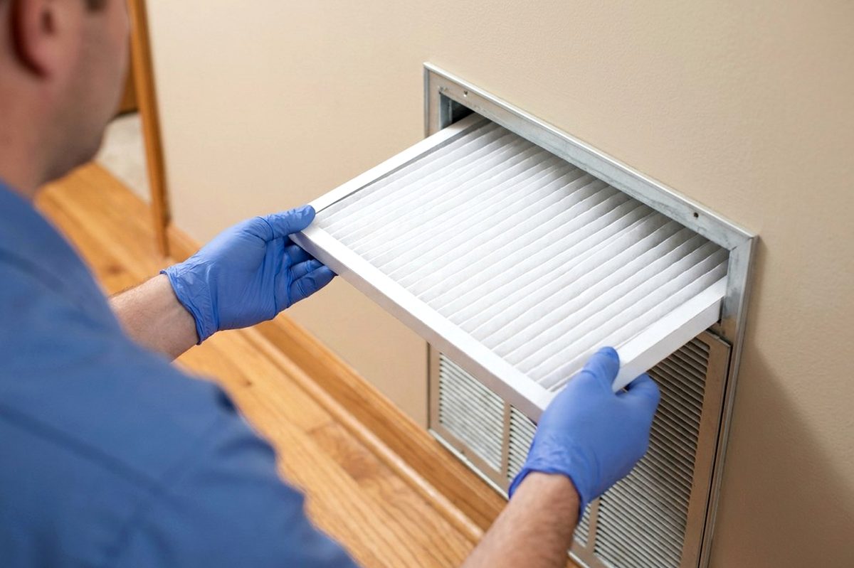 HVAC Maintenance technician at work