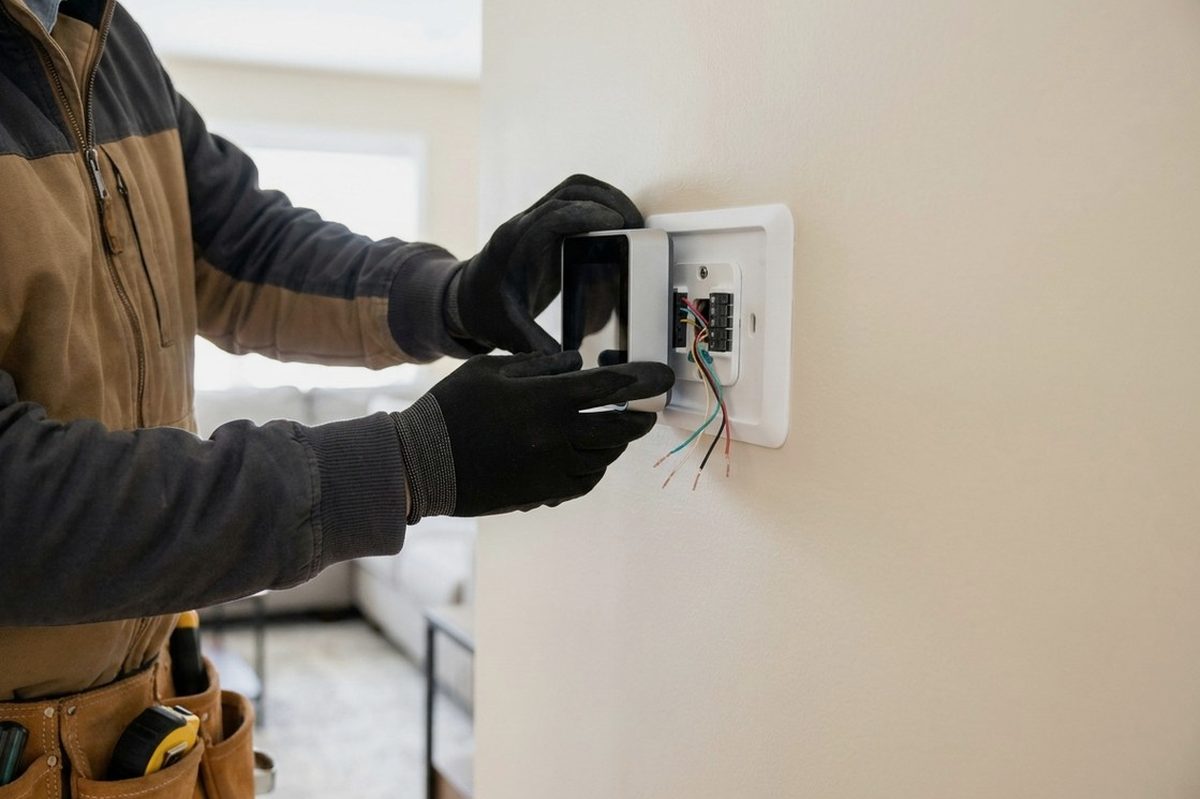 Thermostat Installation technician at work